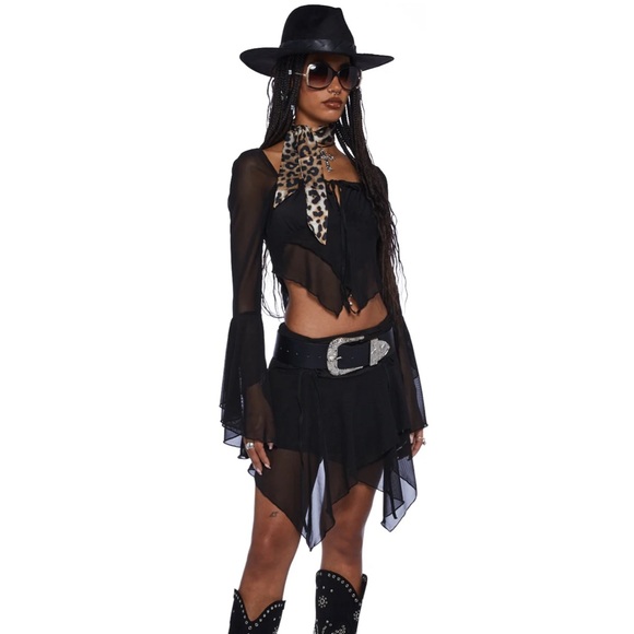 Black Flowy Skirt - Picture 3 of 4